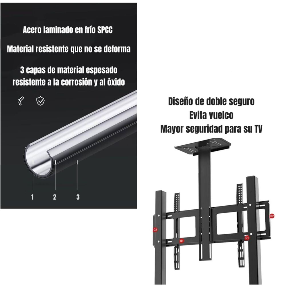 Soporte Tv Rack Pedestal 32”-75” Con Ruedas By Lubabycas image number 6.0