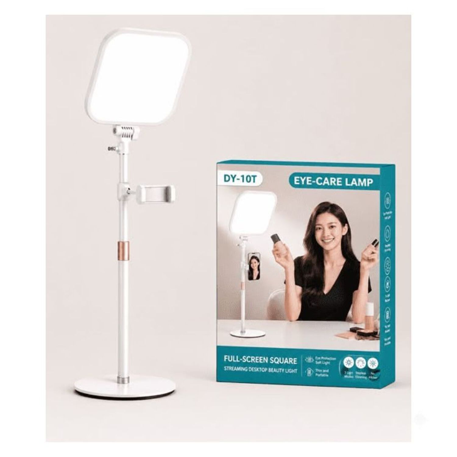 L&aacute;mpara Aro De Luz Led Cuadrada Dy-10t Streaming Belleza image number 2.0