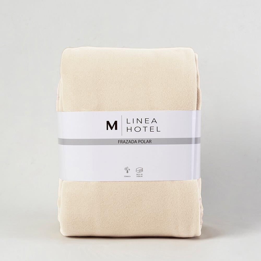 Frazada Polar Borde Satin Linea Hotel 1.5 Plaza Crudo image number 2.0