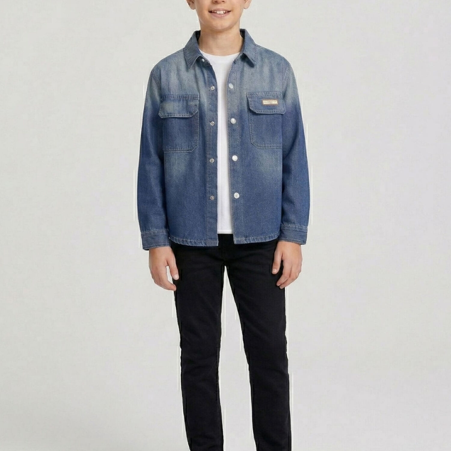 Sobrecamisa Mezclilla Ni&ntilde;o Denim Degradado Look Urbano image number 0.0