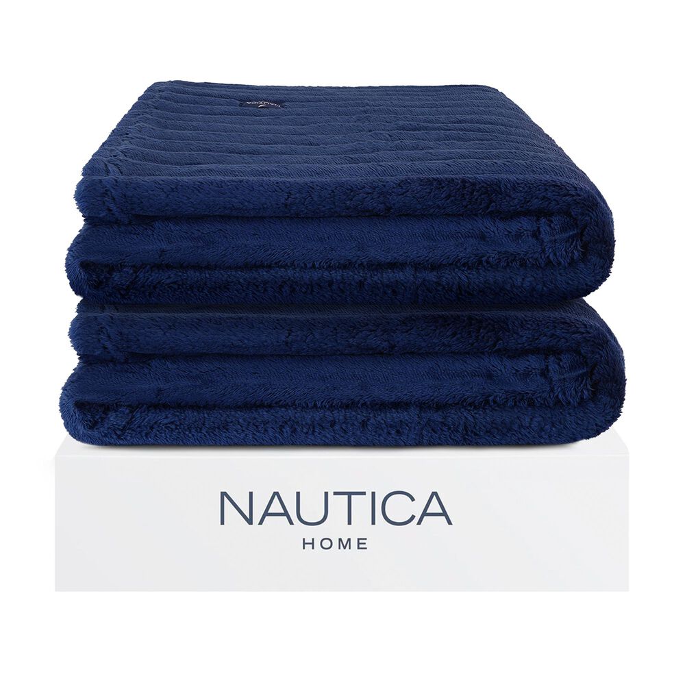 Pack 2 Mantas De Cama Nautica Home Jacquard Franela Ultrasuave 127x178cm Azul image number 1.0