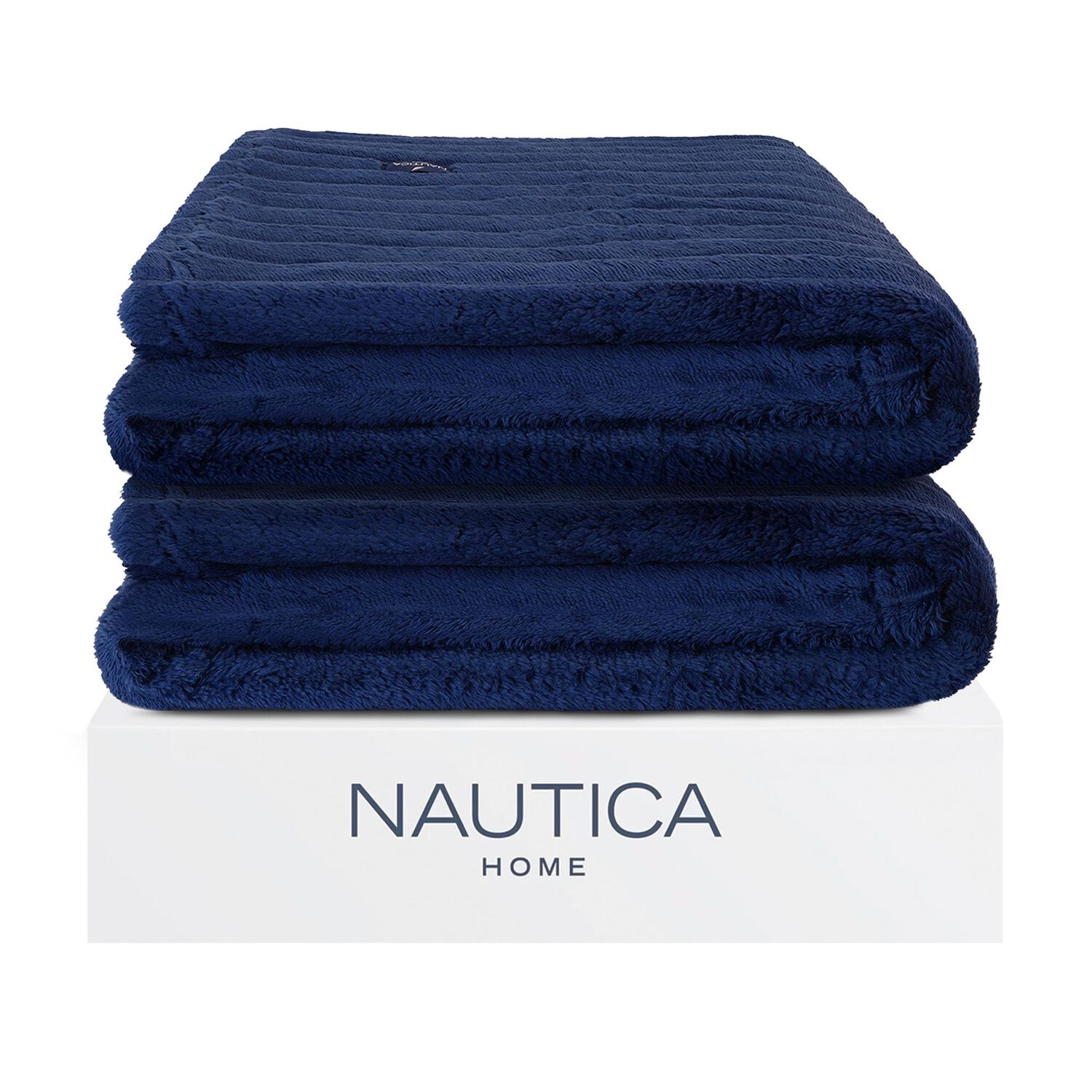 Pack 2 Mantas De Cama Nautica Home Jacquard Franela Ultrasuave 127x178cm Azul image number 1.0