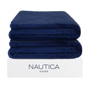 Pack 2 Mantas De Cama Nautica Home Jacquard Franela Ultrasuave 127x178cm Azul