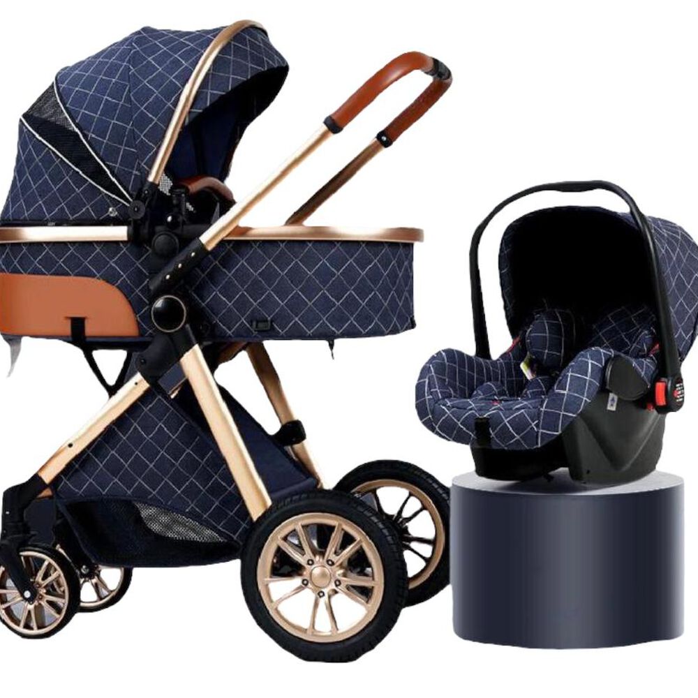 Coche Deluxe Con Silla Nido Y Accesorios Azul Lubabycas image number 0.0