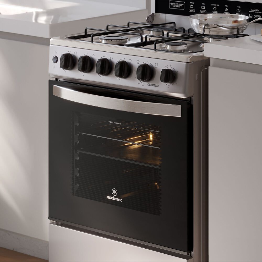 Cocina A Gas 4 Platos Horno Vapor Y Temporizador Fm4tsc Silver image number 10.0