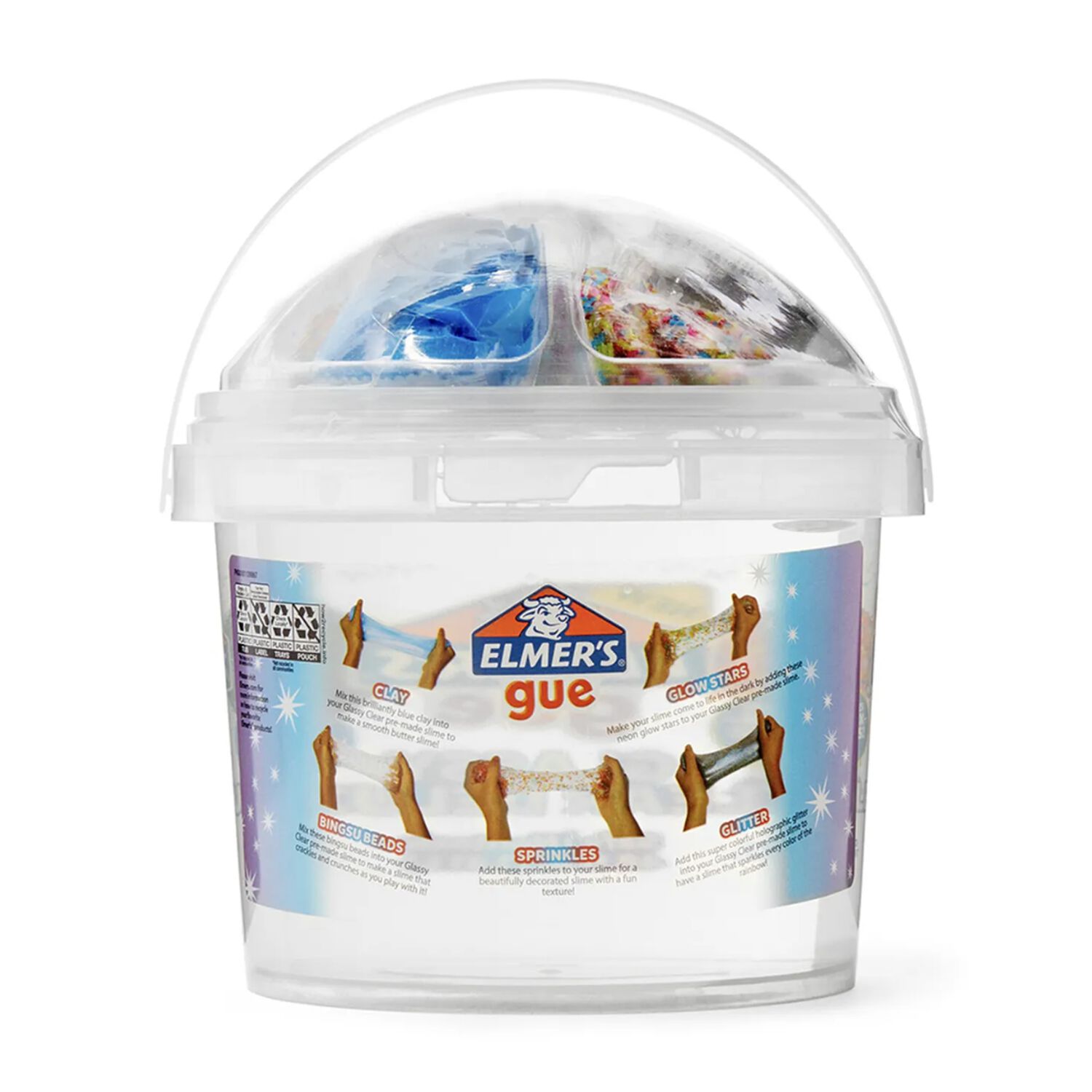 Elmer's Kit Slime Gue Glassy Clear Deluxe Balde 1.4l 5 Toppings image number 1.0