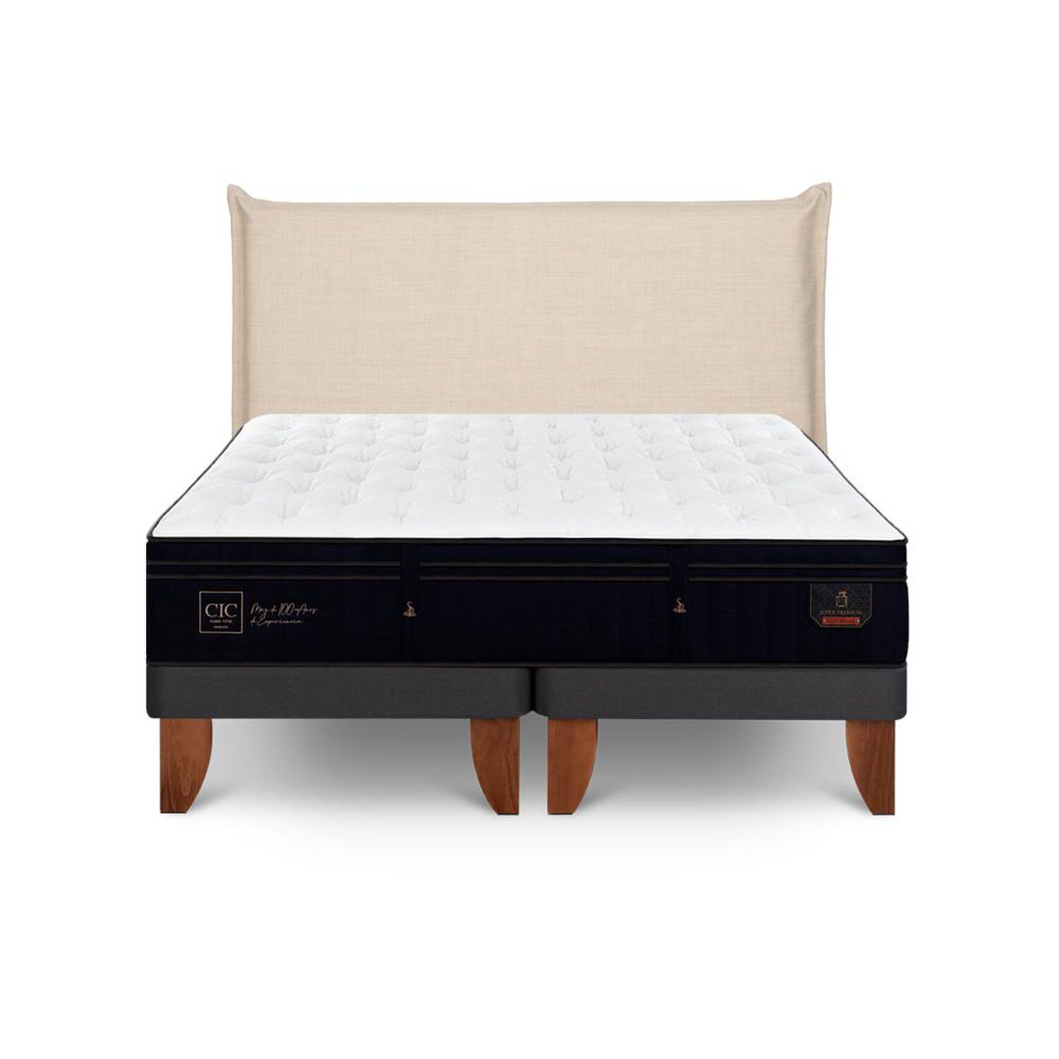 Cama Europea Cic Super Premium / 2 Plazas / Base Dividida + Respaldo image number 0.0