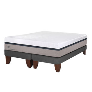 Cama Europea Cic Balance / 2 Plazas / Base Dividida + Set De Maderas Madrid + Pack De Almohadas 50x70 Cm