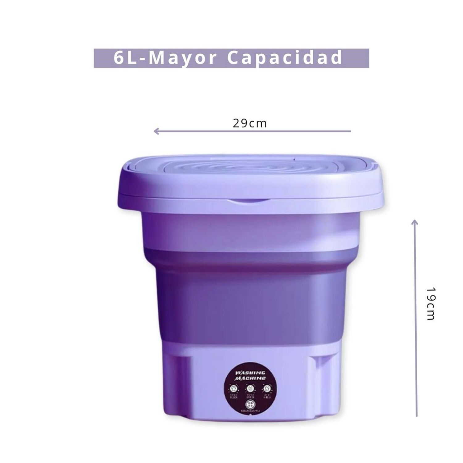 Mini Lavadora Port&aacute;til Plegable 6l De Cubo Peque&ntilde;o Morado image number 2.0