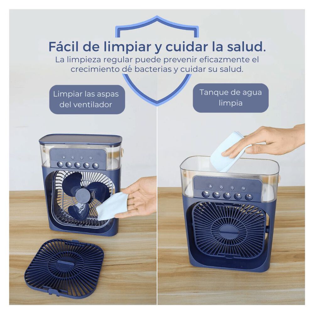 Climatizador Portátil Frío 4 En 1 Ventilador Humificador Enfriador Lampara Led 220v Usb Azul image number 4.0