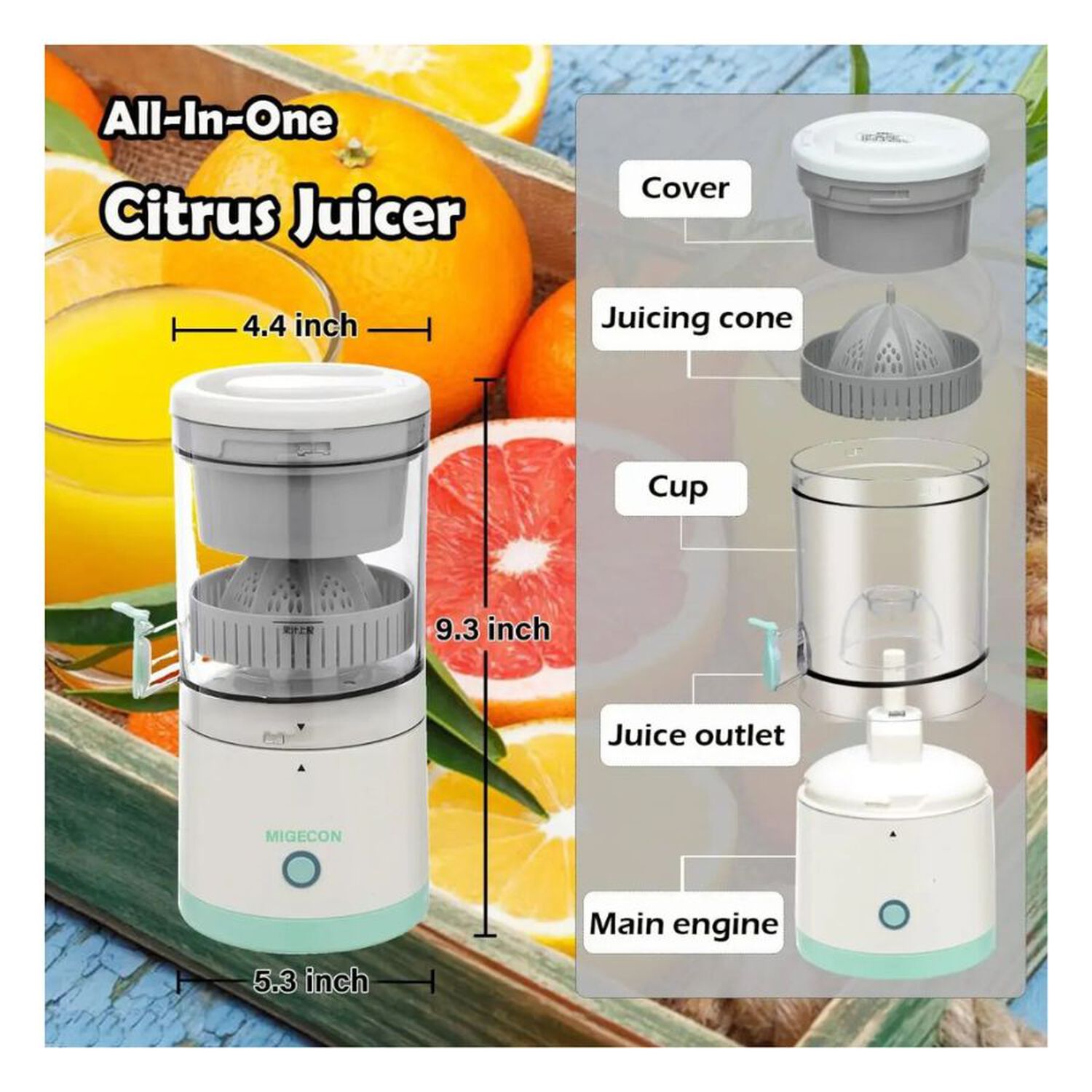 Exprimidor Jugo Citricos Electrico Portatil Carga Usb image number 1.0