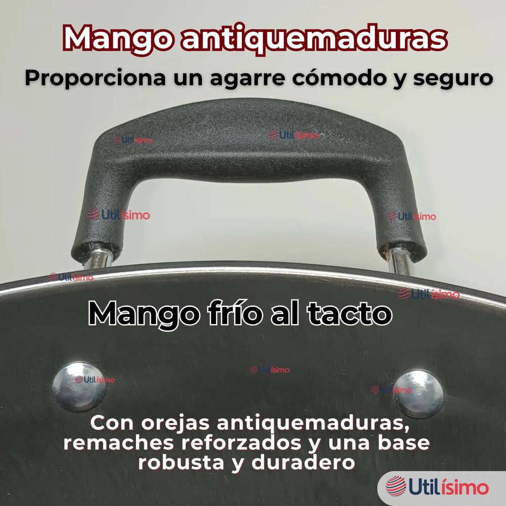 Wok Chino Acero Inoxidable Antiadherente 34cm+ Cuchara De Madera De Bambú image number 7.0