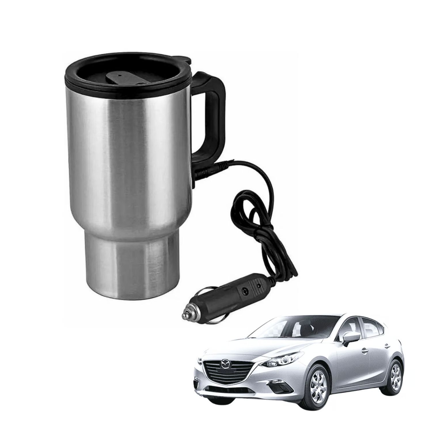 Vaso Auto El&eacute;ctrico 16cm Calentador Gris Taza Viaje image number 1.0
