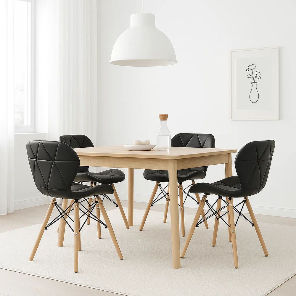 Pack De 4 Sillas Radar Acolchadas Ecocuero Negras image number 2.0