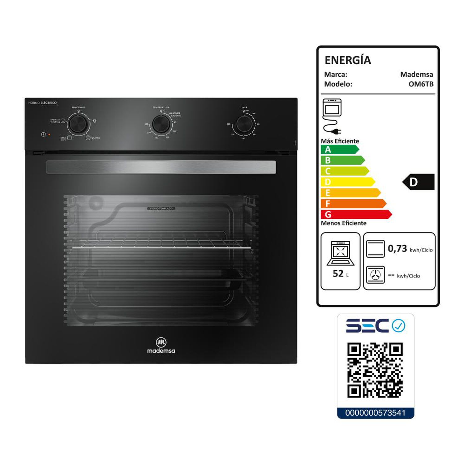 Horno Empotrado Mademsa Om6tb / 52 Litros image number 8.0