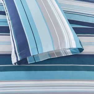 Sabana Andes Microfibra Estampada Raya Turquesa 1.5 Plaza