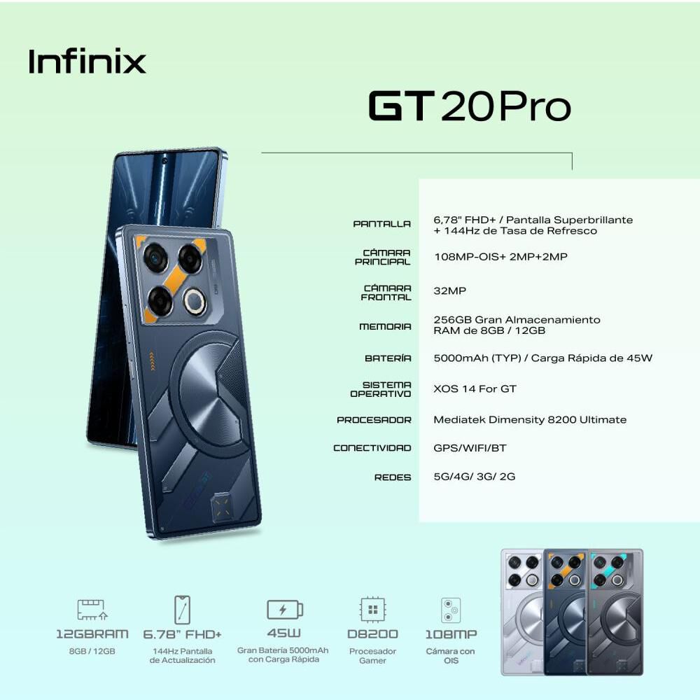Smartphone Infinix GT 20 Pro Azul Metallico / 5G / 256 GB / Liberado image number 5.0