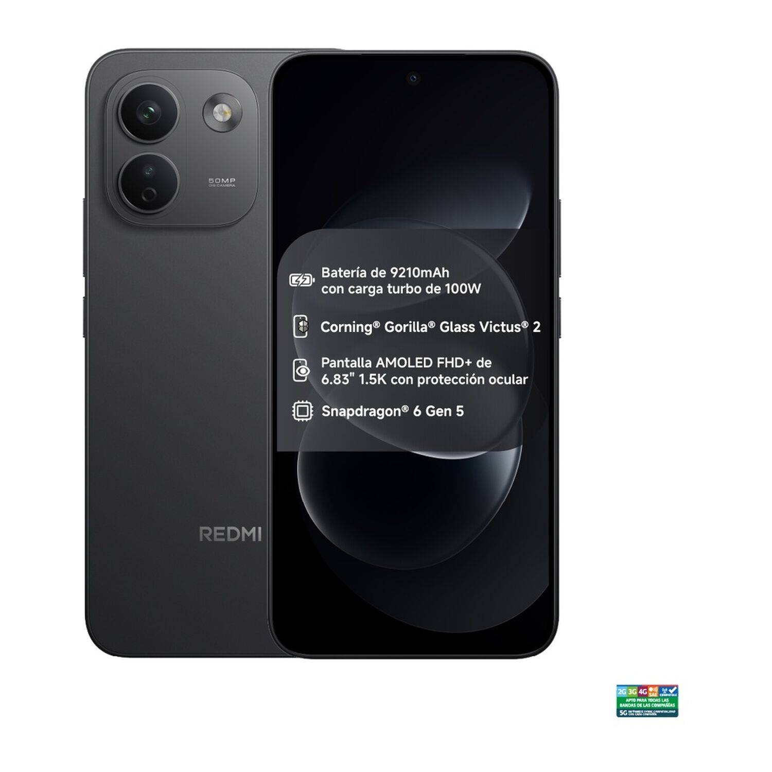 Smartphone Xiaomi Redmi Note 17 Pro Max / 5G / 256 GB / Negro / Liberado + Redmi Headphone Neo image number 1.0