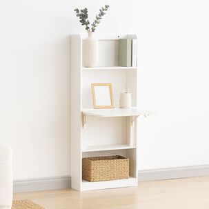 Estantería Con Escritorio Plegable Compacto - Blanco Estantería Con Escritorio Plegable Compacto - Blanco