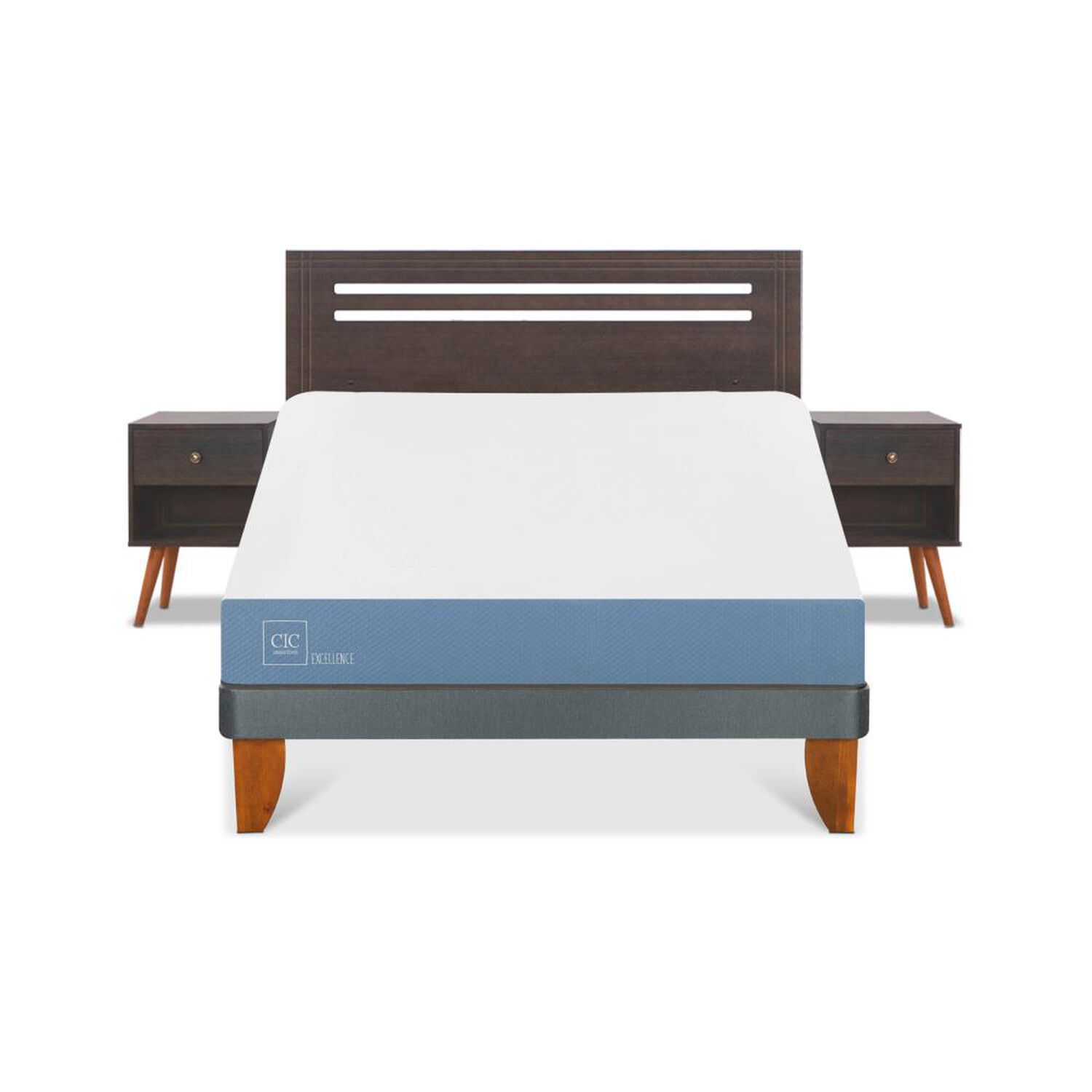 Cama Europea Cic Excellence / 2 Plazas / Base Normal + Set De Maderas image number 0.0