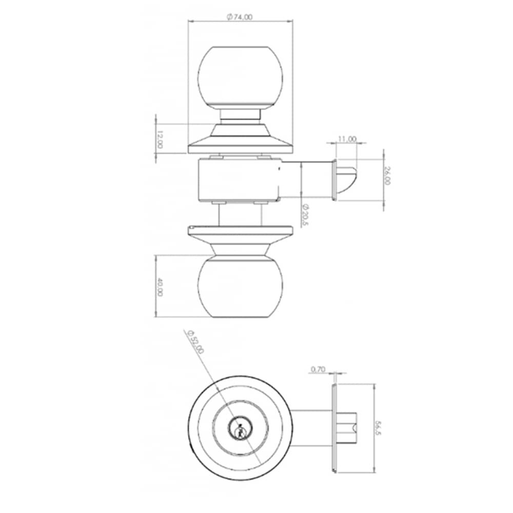 Cerradura Cil&iacute;ndrica Oister 101 Simple Paso image number 5.0