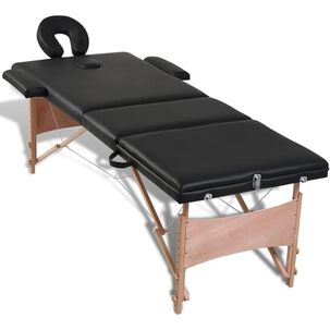Camilla De Masajes Plegable 3 Cuerpos Deluxe Madera - Negra