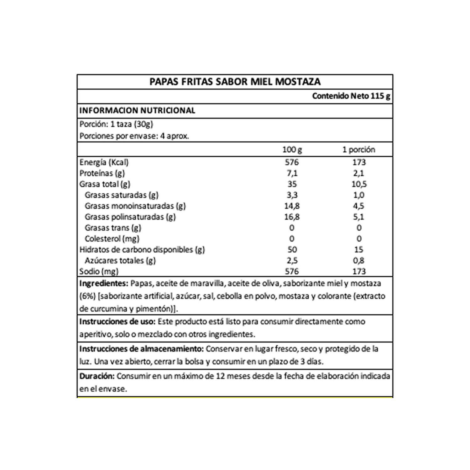 Papas Fritas Mostaza Miel Wanna Freak 1 X 115 Gr image number 4.0