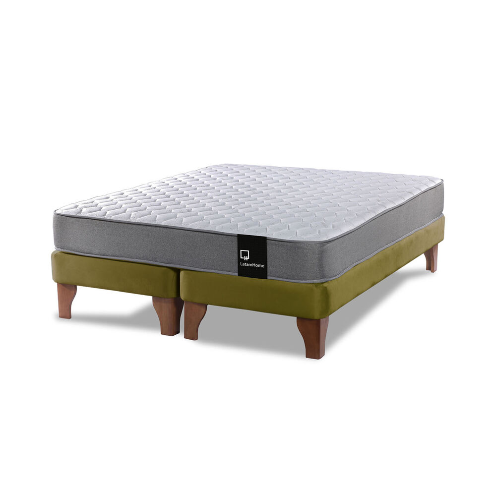 Cama Europea Zen Best Tela Velvet Verde 2 Plazas image number 1.0