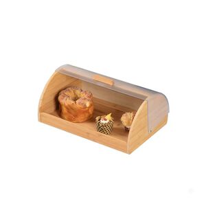 Panera De Bamb&uacute; Con Tapa Deslizable Organizador Cocina