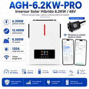 Inversor Solar Con Wifi H&iacute;brido 6200w Potencia M&aacute;xima 12400w