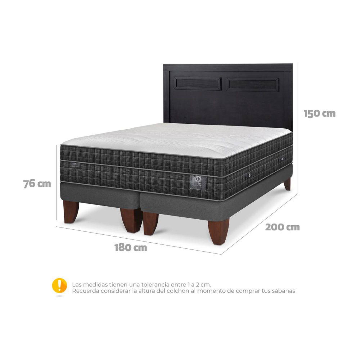 Cama Europea Cic Lux / King / Base Dividida + Respaldo image number 4.0