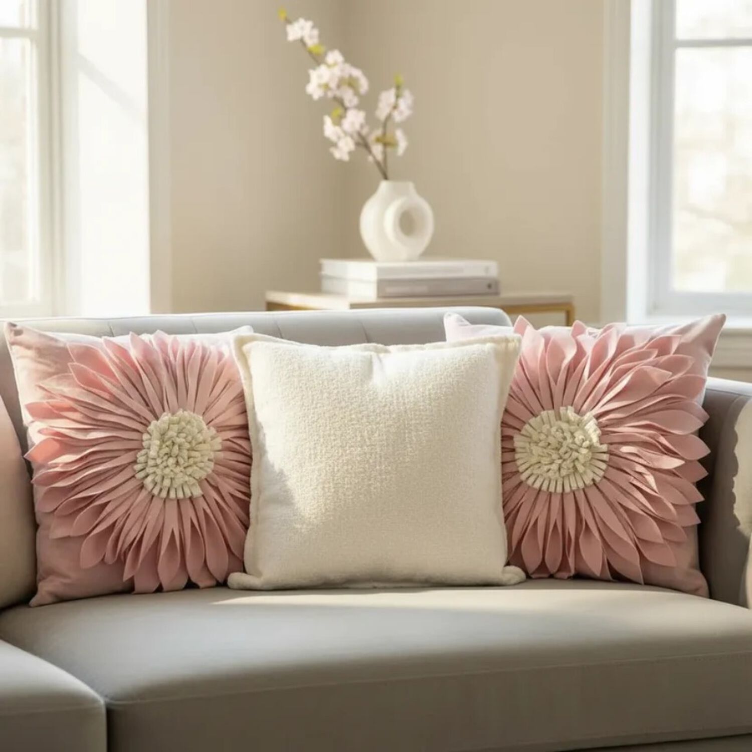 Set De 3 Cojines Decorativos Flor 3d image number 0.0