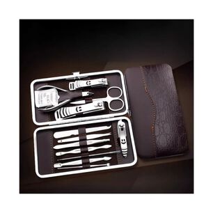 Set Manicura 12 Piezas Cuidado U&ntilde;as Pedicura 15cm Plata