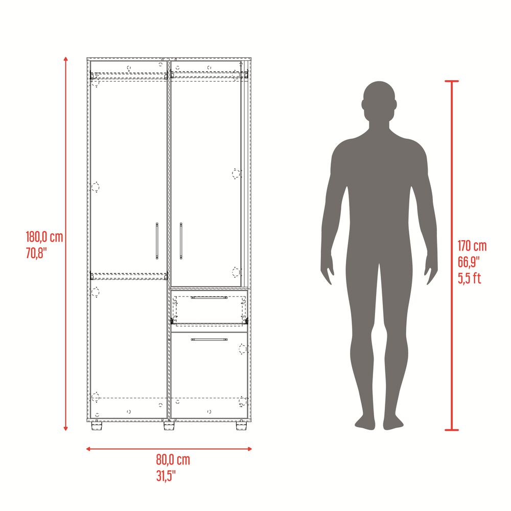 Closet 3 Puertas Y1 Cajon 180x80x52 Cm Café Claro image number 8.0