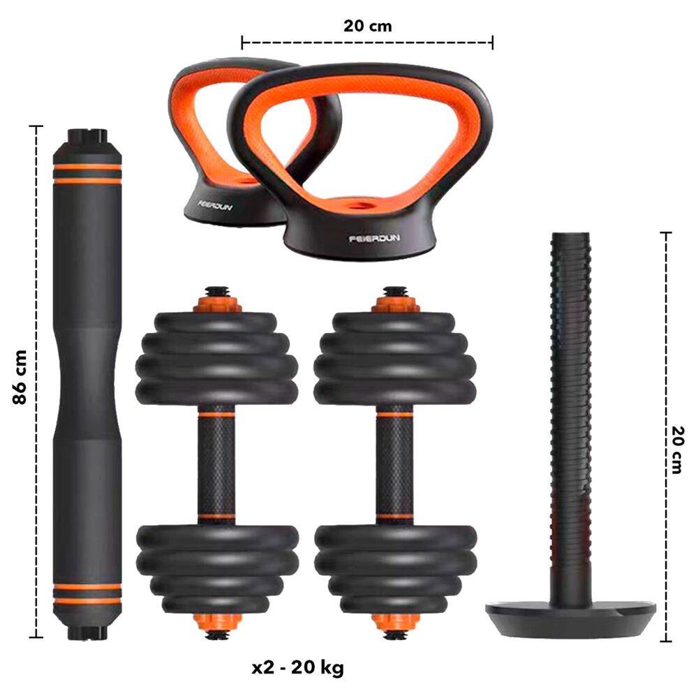 Set De Pesas Ajustable 20 Kg Kettlebells Negro image number 2.0