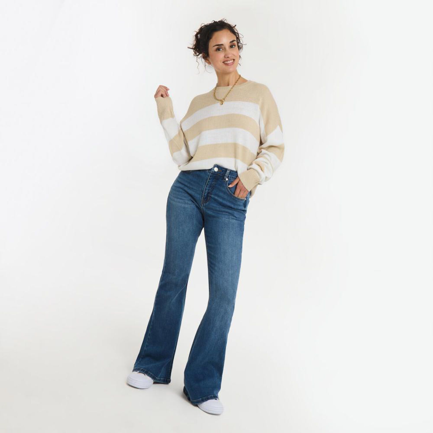 Sweater Rayas Marinero Manga Larga Cuello Reodndo Mujer Freedom image number 1.0