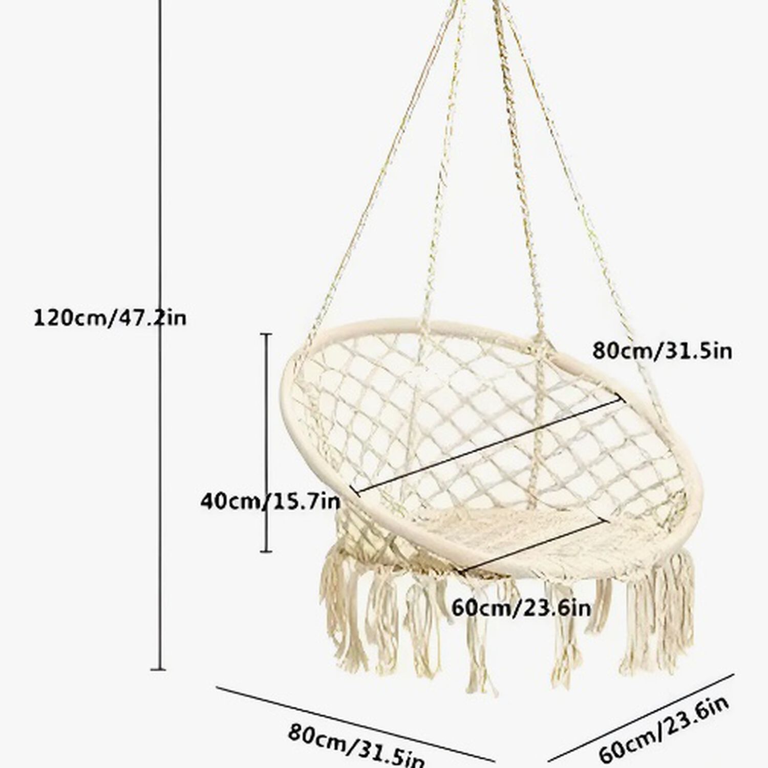 Hamaca Silla Colgante De Macrame image number 2.0