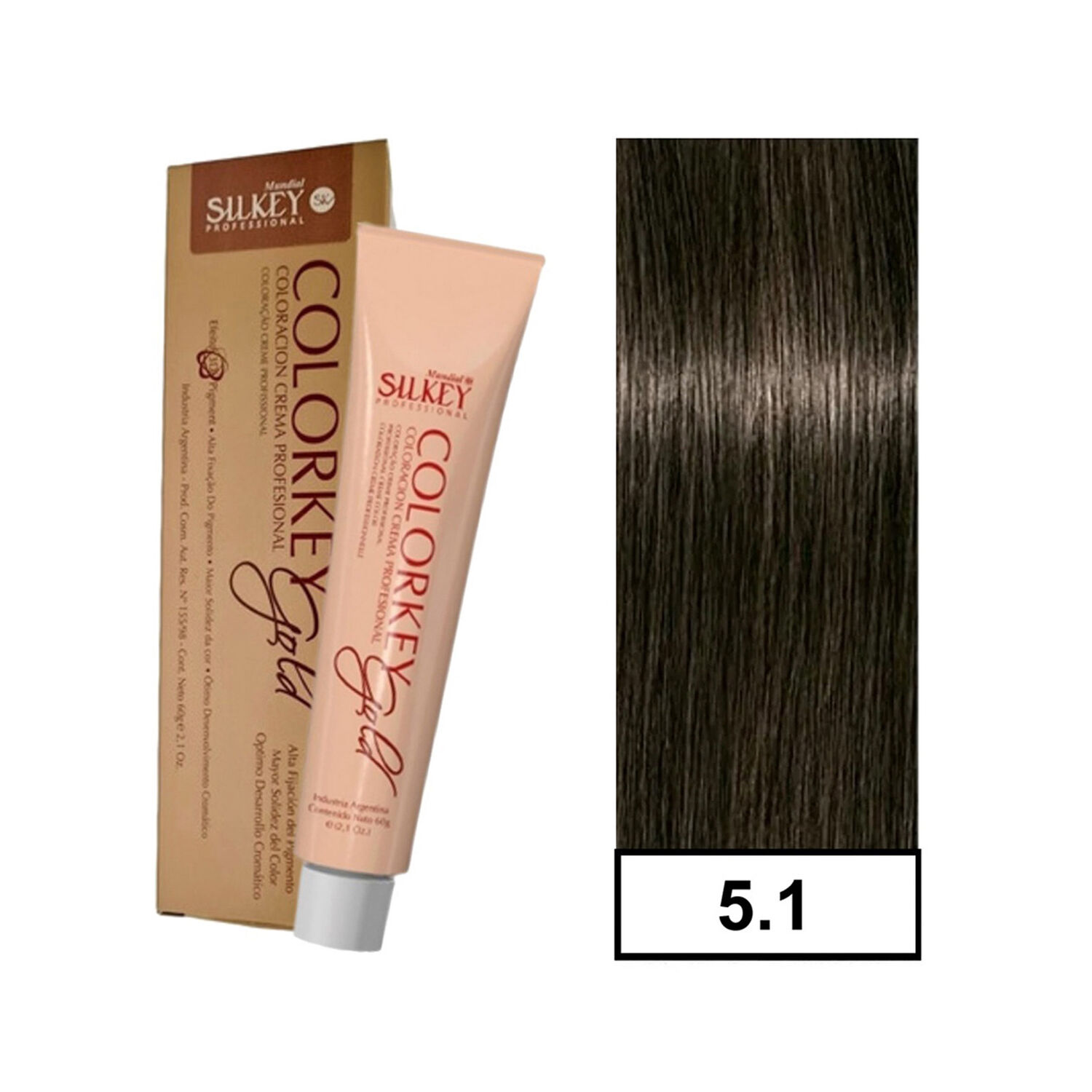 Colorkey Gold - Tintura Permanente Efecto 3d Pigment Silkey 60gr + Oxidante - 5.1 Casta&ntilde;o Claro Ceniza image number 0.0