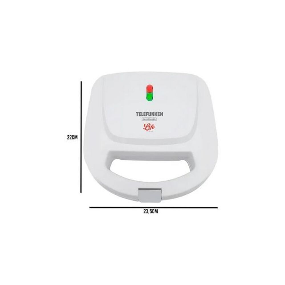 Sandwichera Telefunken Tfl Easymaker T Antiadherente 2 Panes Color Blanco image number 3.0