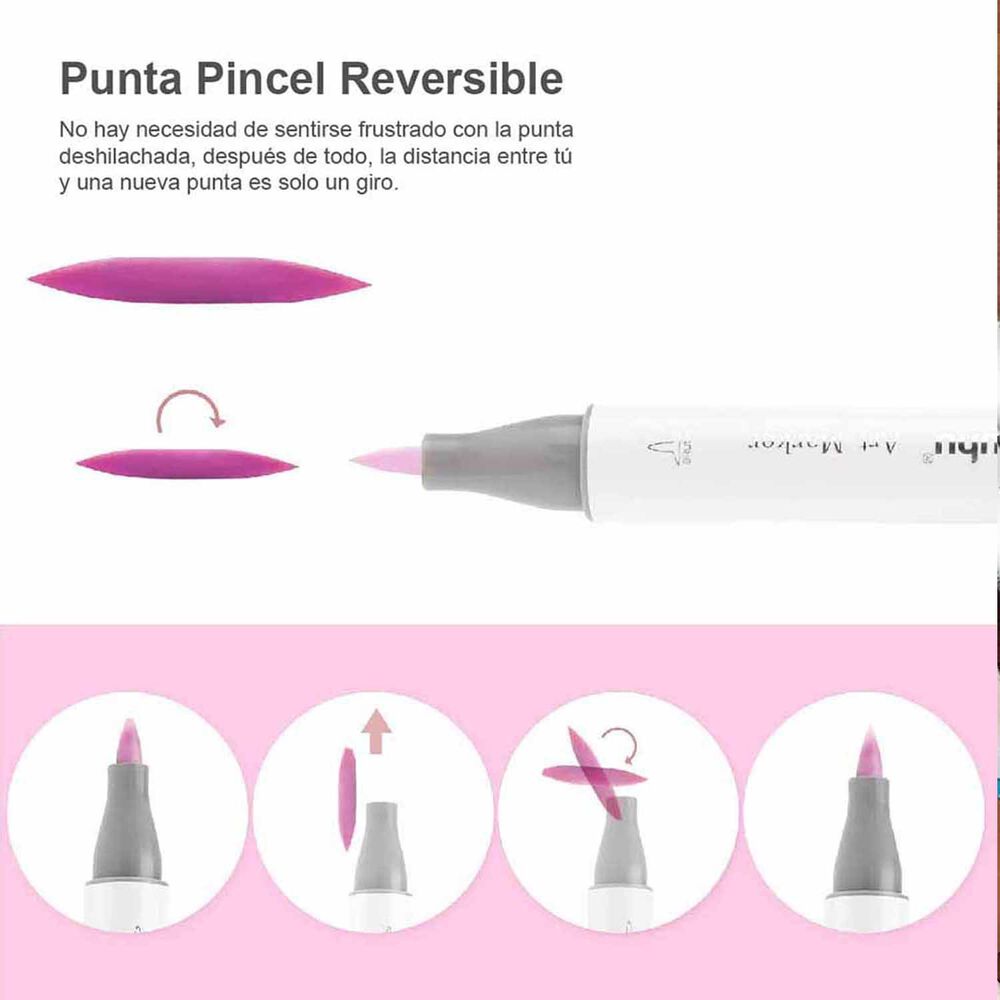 Ohuhu 48 Marcadores De Alcohol Tonos Medios Pincel & Fina image number 4.0