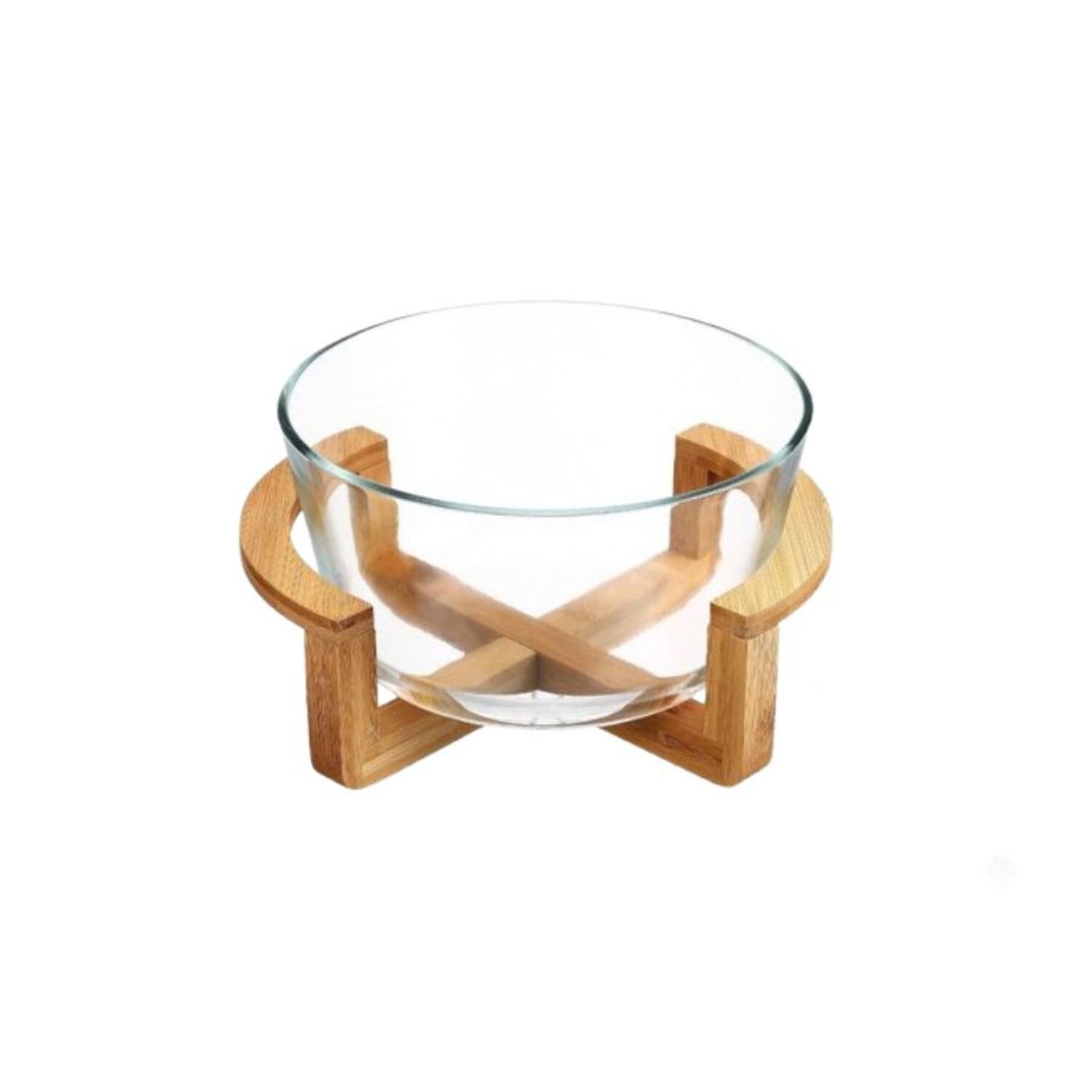 Bowl De Vidrio Base Bamb&uacute; Ensaladera Multiuso Elegante image number 0.0