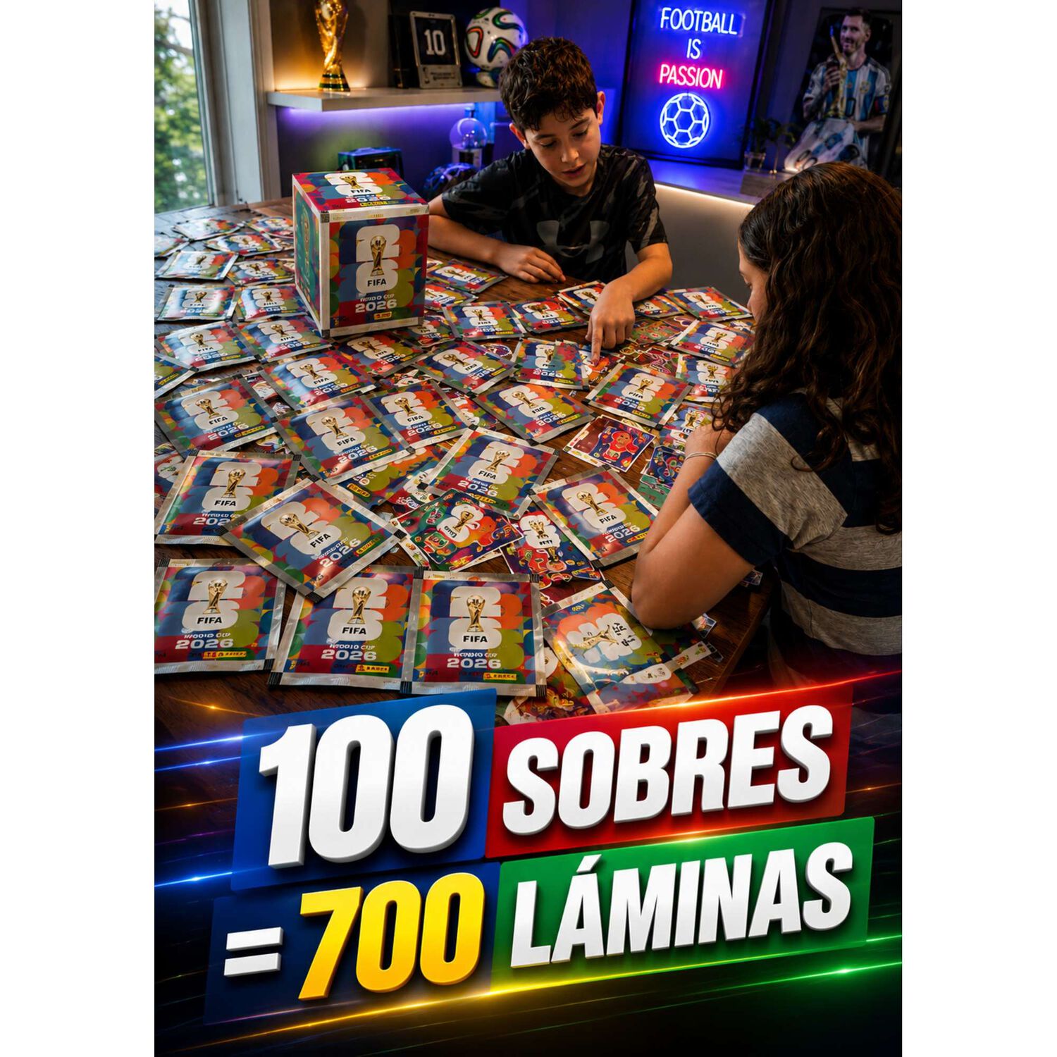 Pack 100 Sobres Oficiales Panini Mundial 2026 700 L&aacute;minas image number 4.0