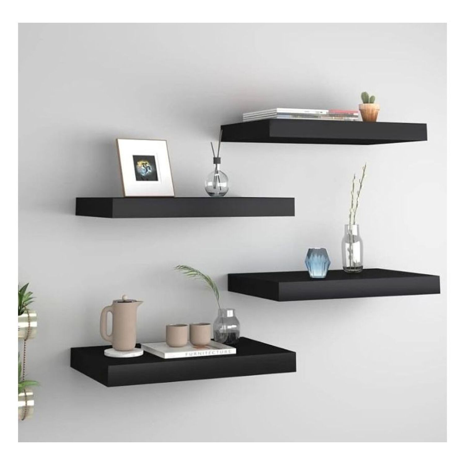 Repisa Flotante Negra Minimalista Estante Organizador Pared 60cm image number 1.0