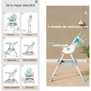 Silla De Comer Mecedora 2 En 1 Con Ruedas Rosada Lubabycas