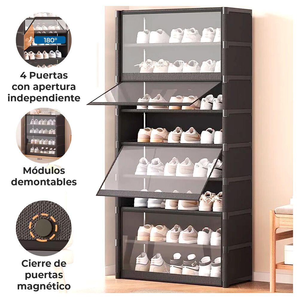 Zapatero Vertical Con Tapa Pet 30x64x139cm 8 Niveles image number 1.0
