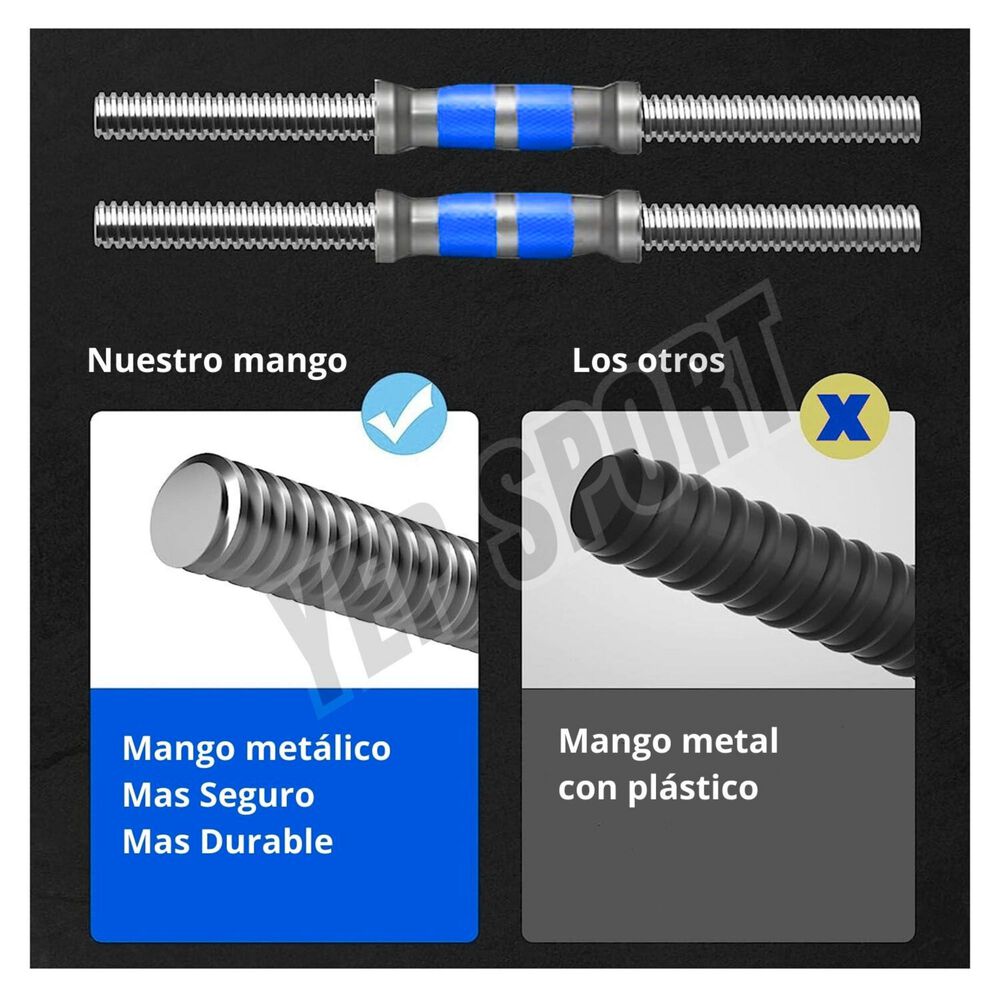 Set Mancuernas De Metal Cromadas 20 Kg Con Barra image number 4.0