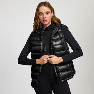 Parka Sin Mangas Brillante Cuello Alto Con Capucha Desmontable Mujer Kimera Parka Sin Mangas Brillante Cuello Alto Con Capucha Desmontable Mujer Kimera
