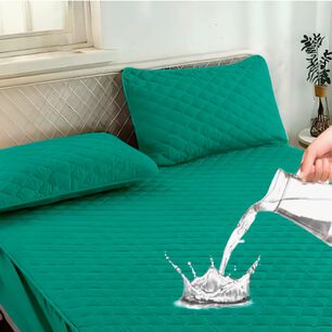 Cubrecolchon Impermeable 2 Plazas + Fundas Turquesa