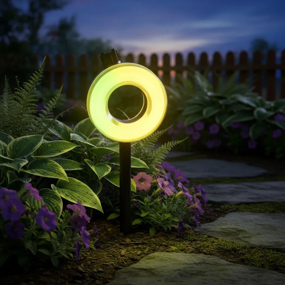 Foco Solar Led Ideal Para Jard&iacute;n Exterior Rgb Estaca Negro image number 2.0