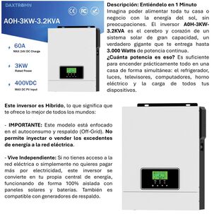 Inversor Solar Con Wifi Híbrido 3000w Potencia Máxima 6000w